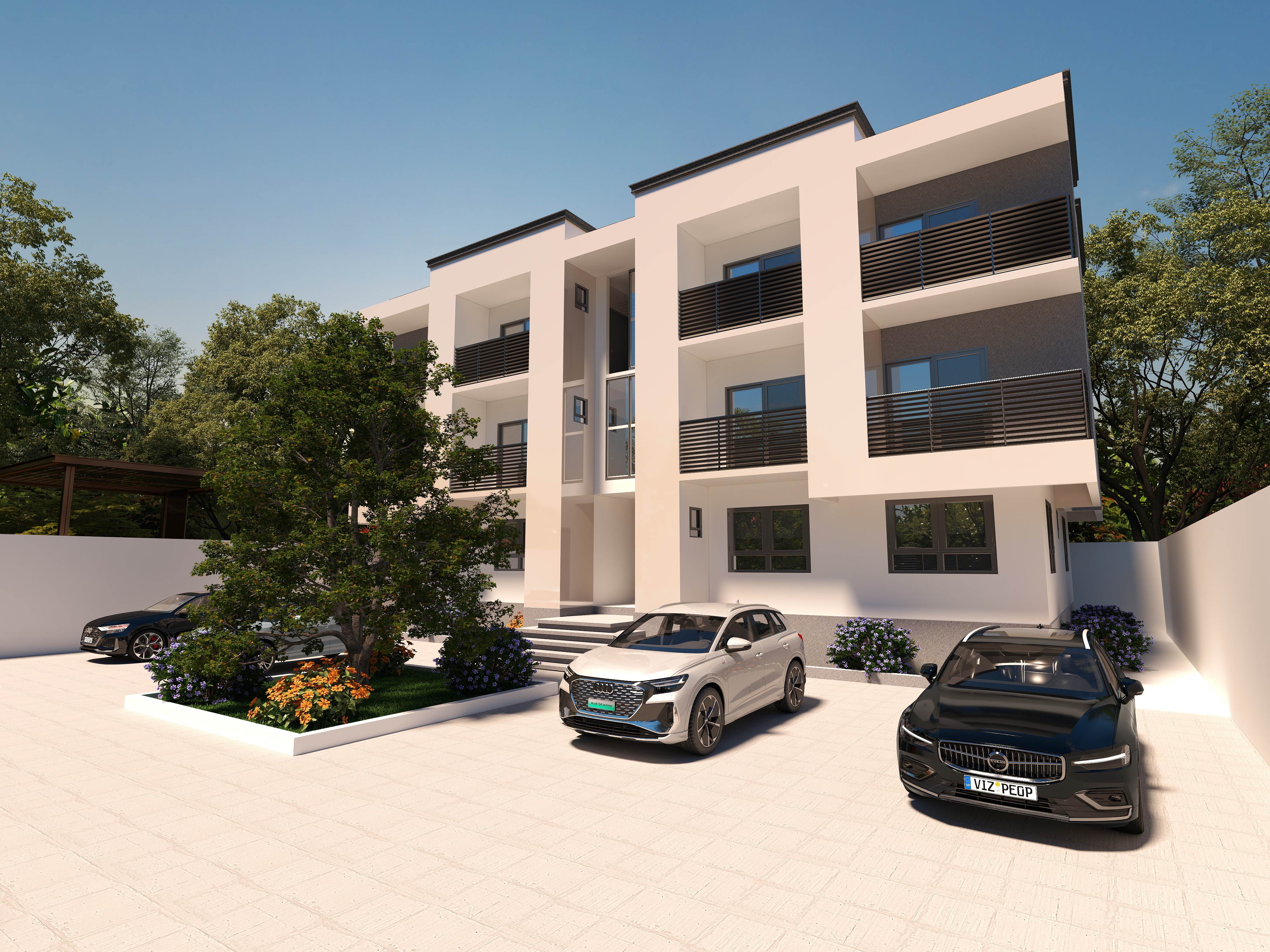 3D Of Three-Storey Residential Apartment.