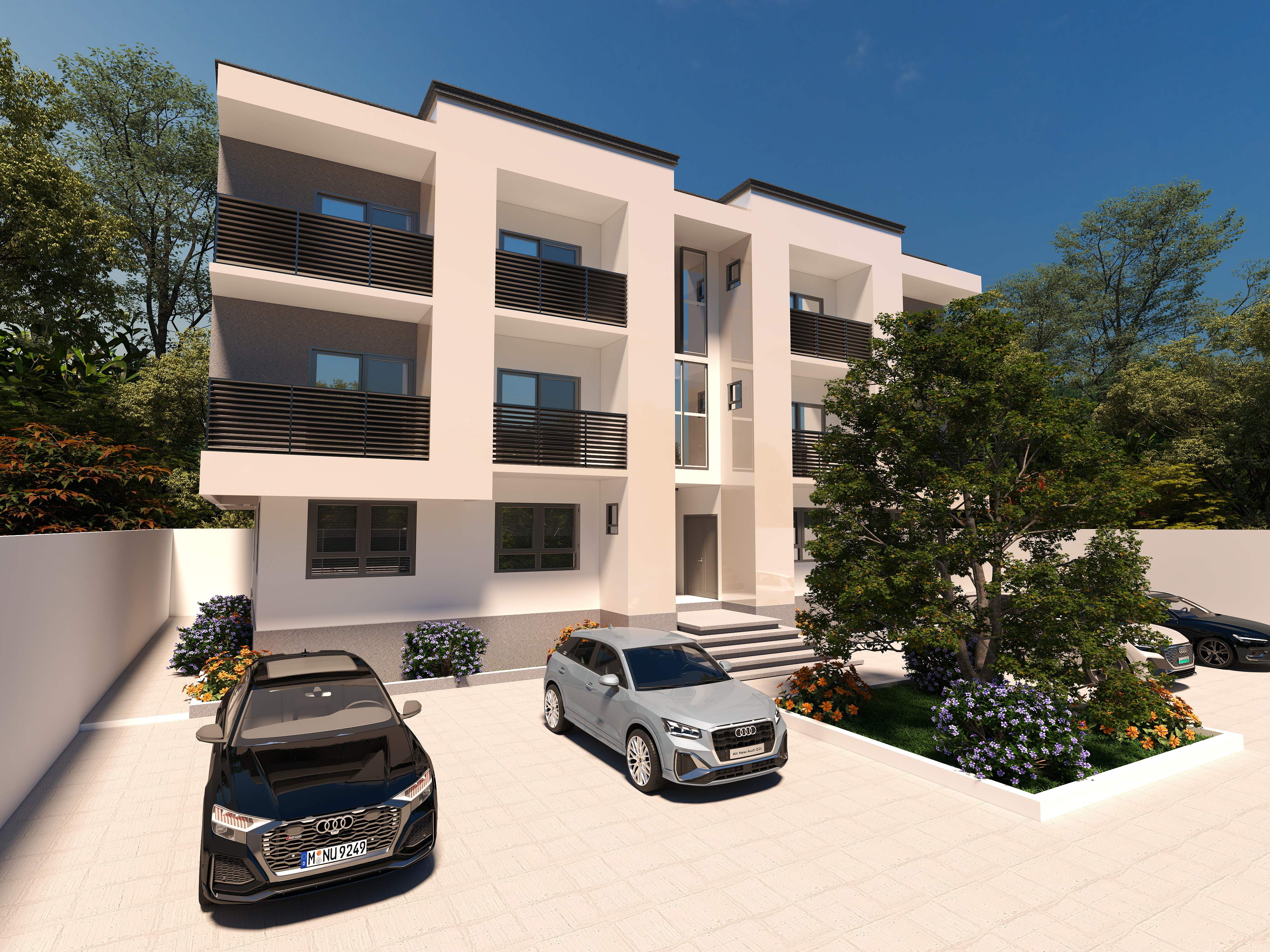 3D Of Three-Storey Residential Apartment.