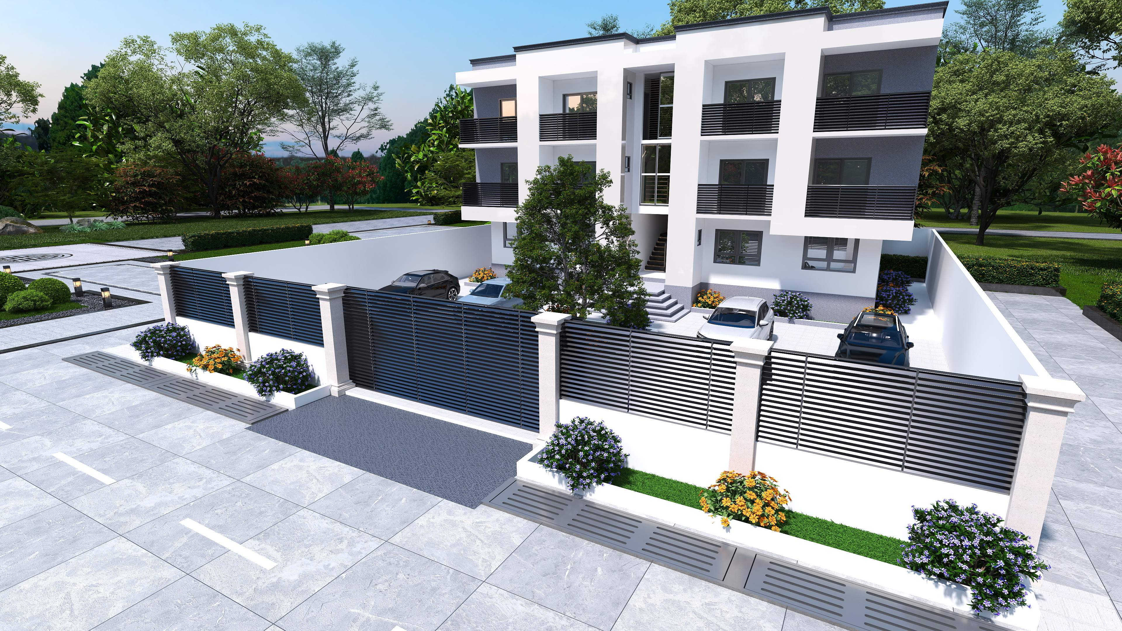 3D Of Three-Storey Residential Apartment.