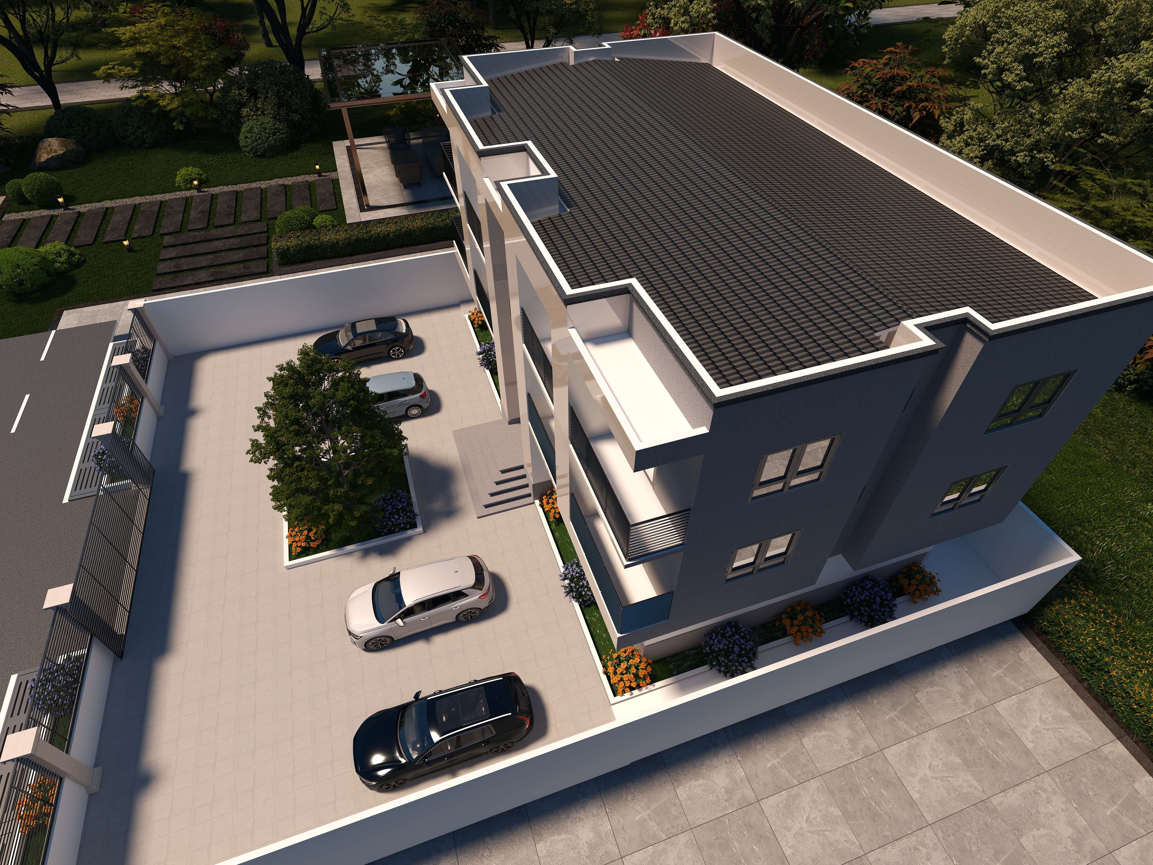3D Of Three-Storey Residential Apartment.