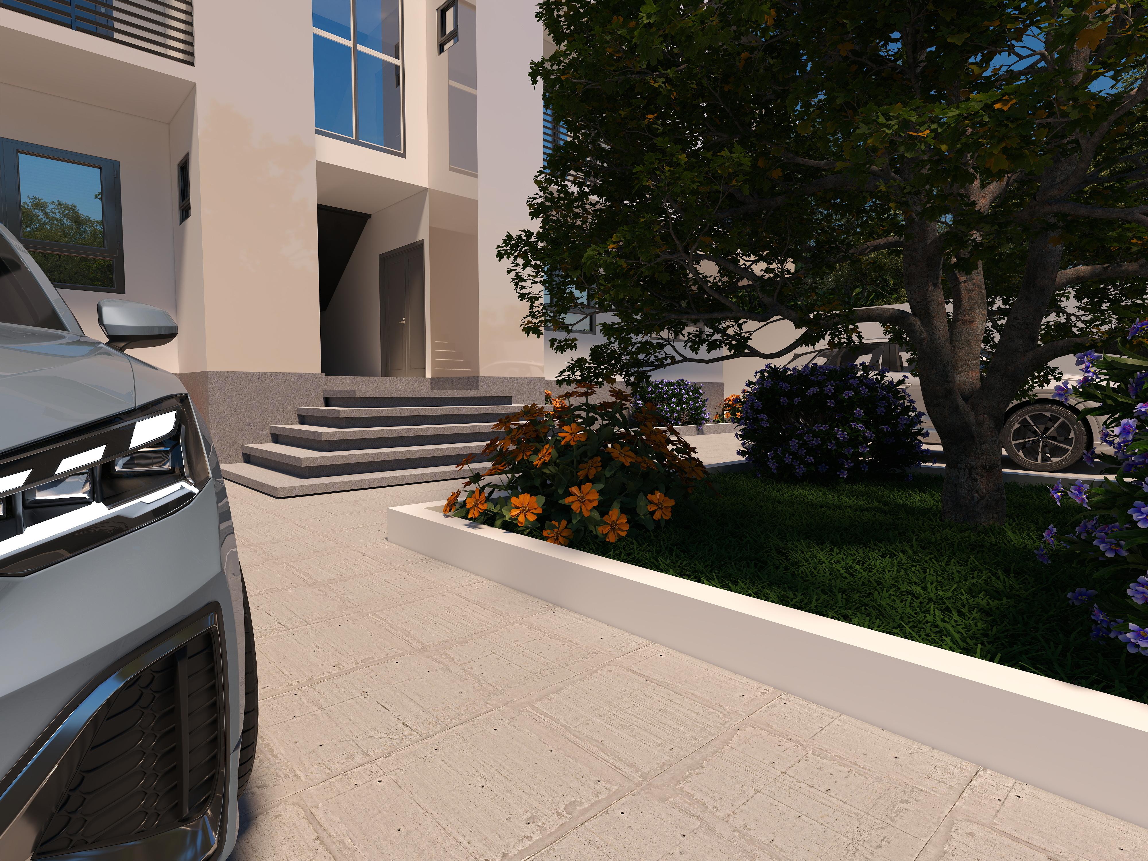3D Of Three-Storey Residential Apartment.