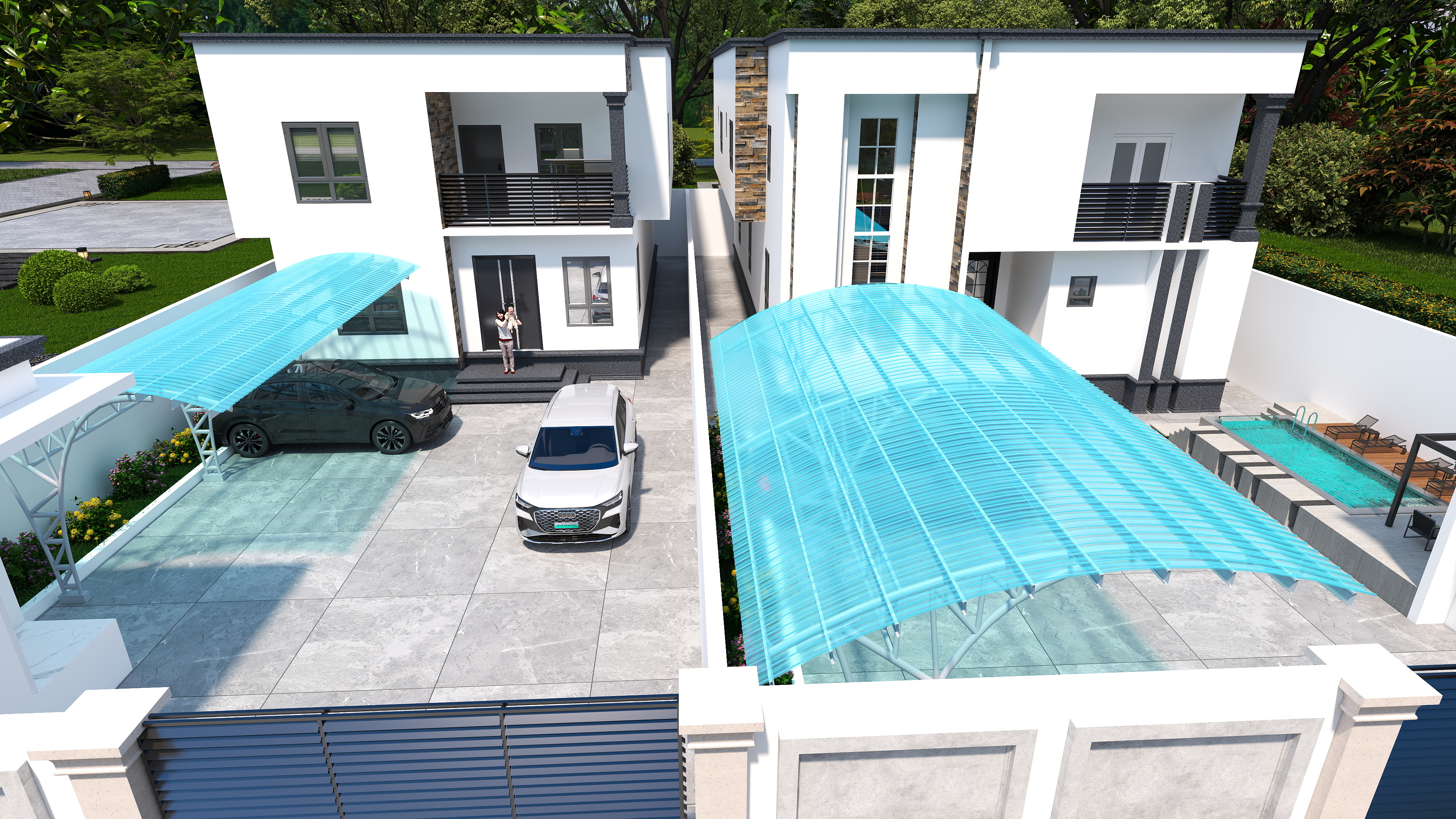 Double Two-Storey Residential Building.