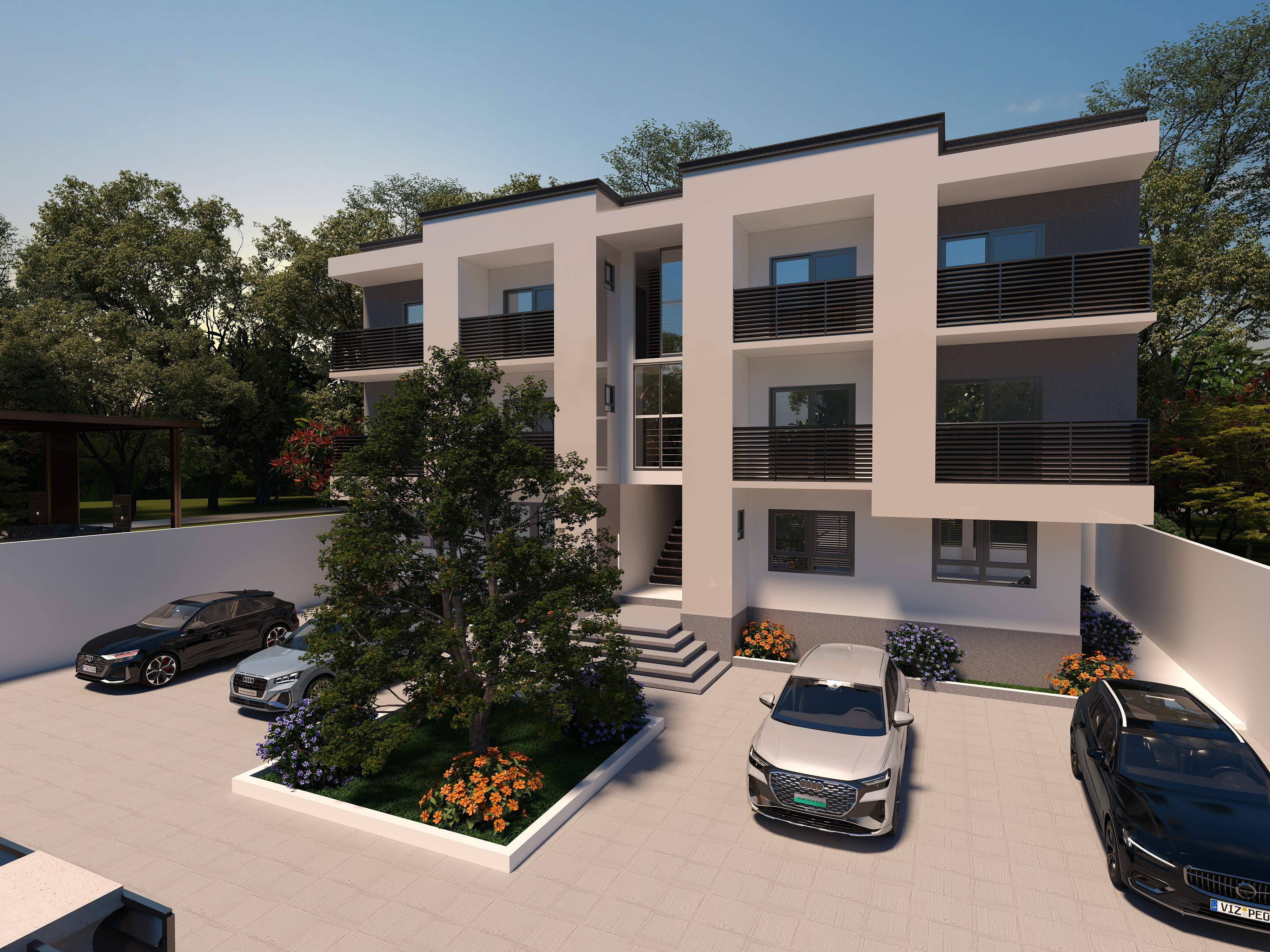 3D Of Three-Storey Residential Apartment.