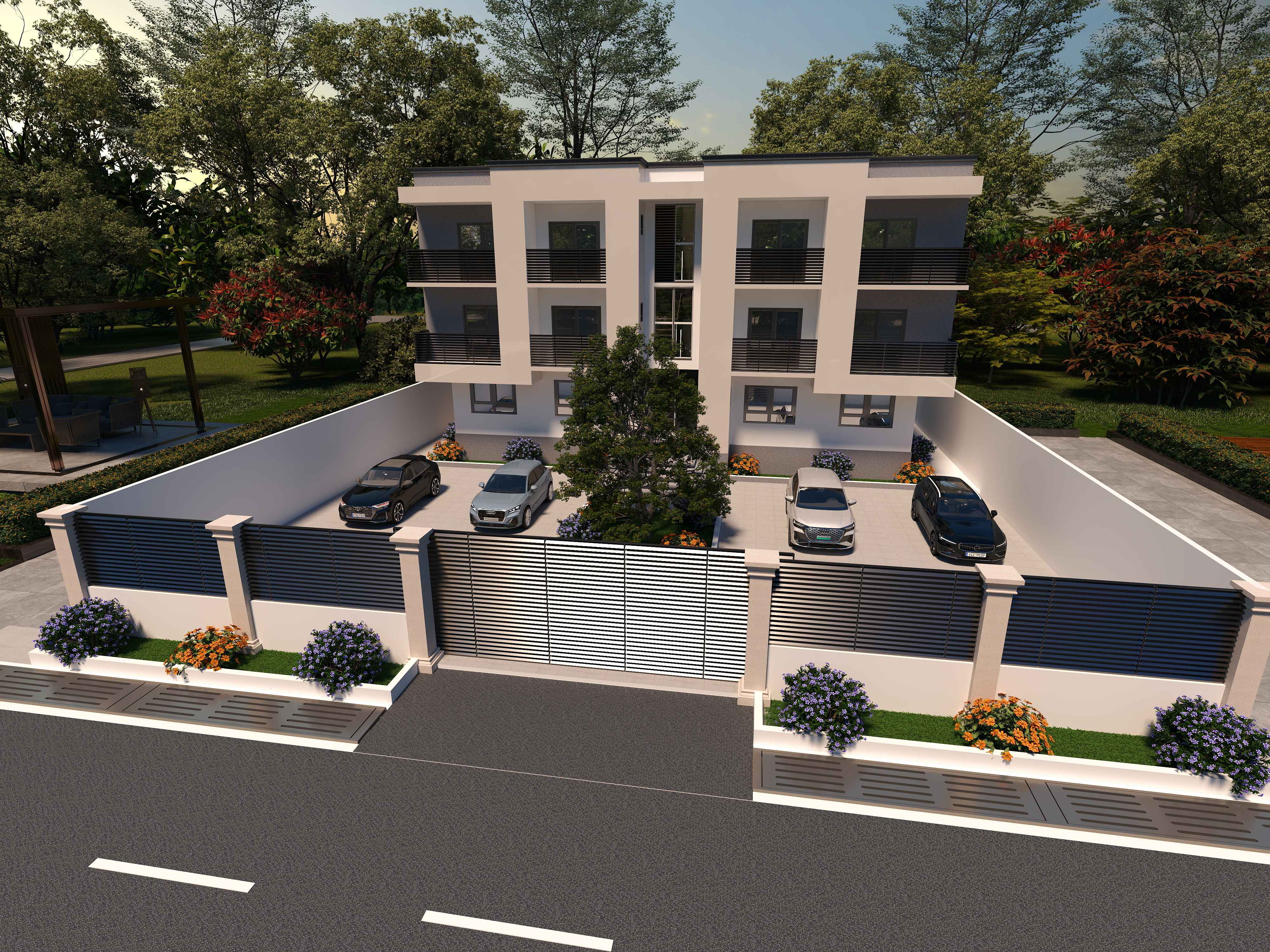 3D Of Three-Storey Residential Apartment.