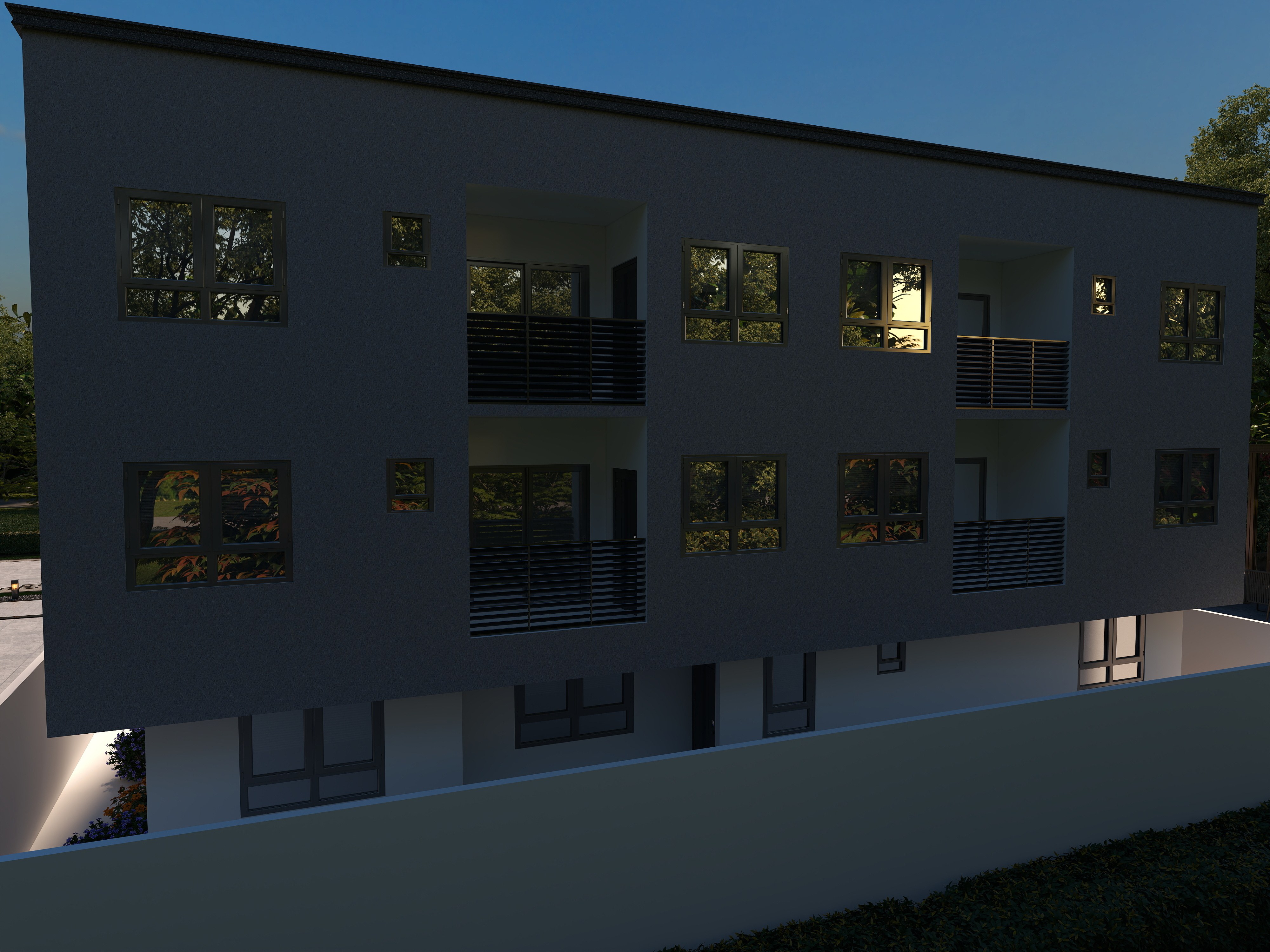 3D Of Three-Storey Residential Apartment.