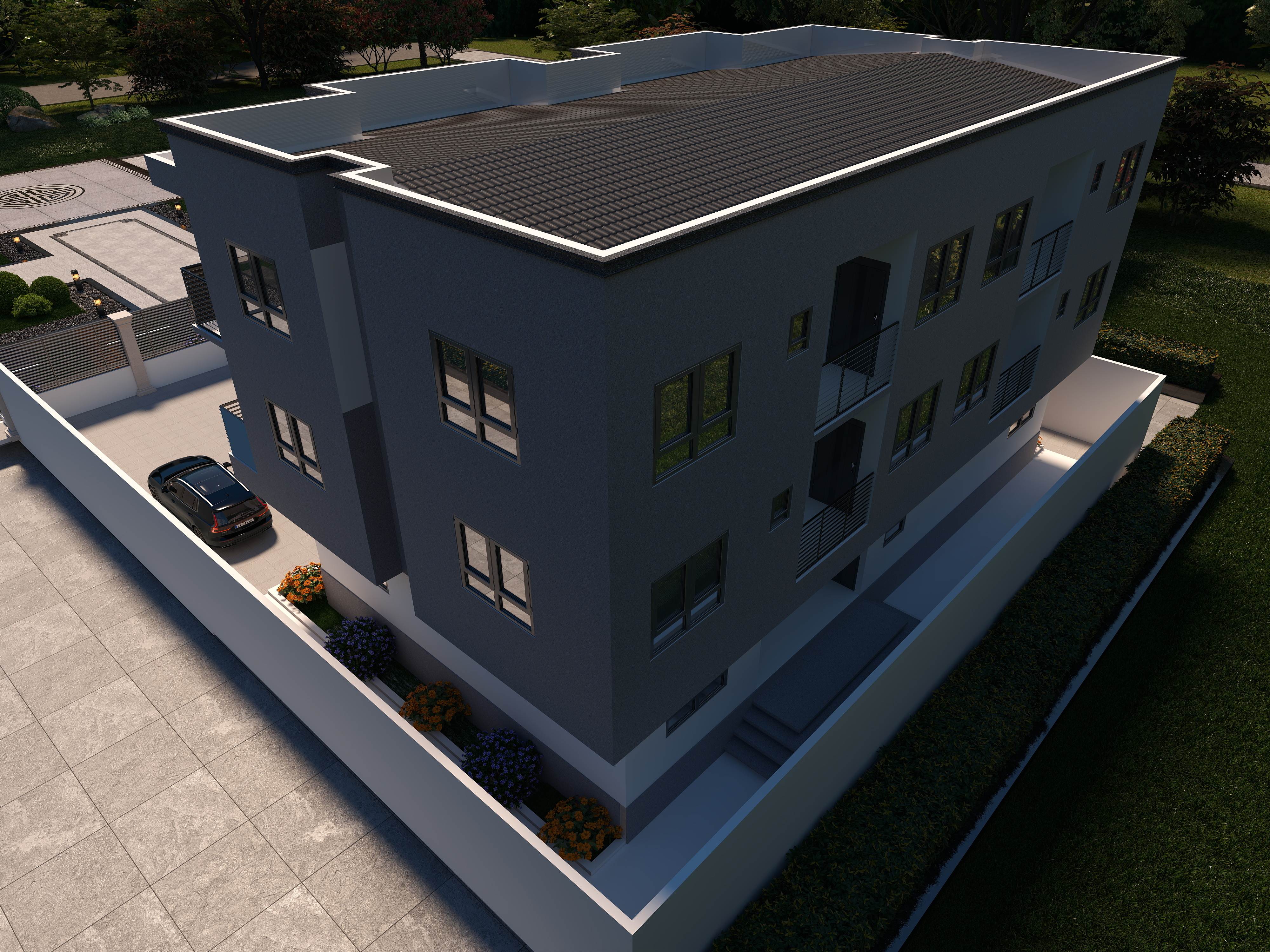 3D Of Three-Storey Residential Apartment.