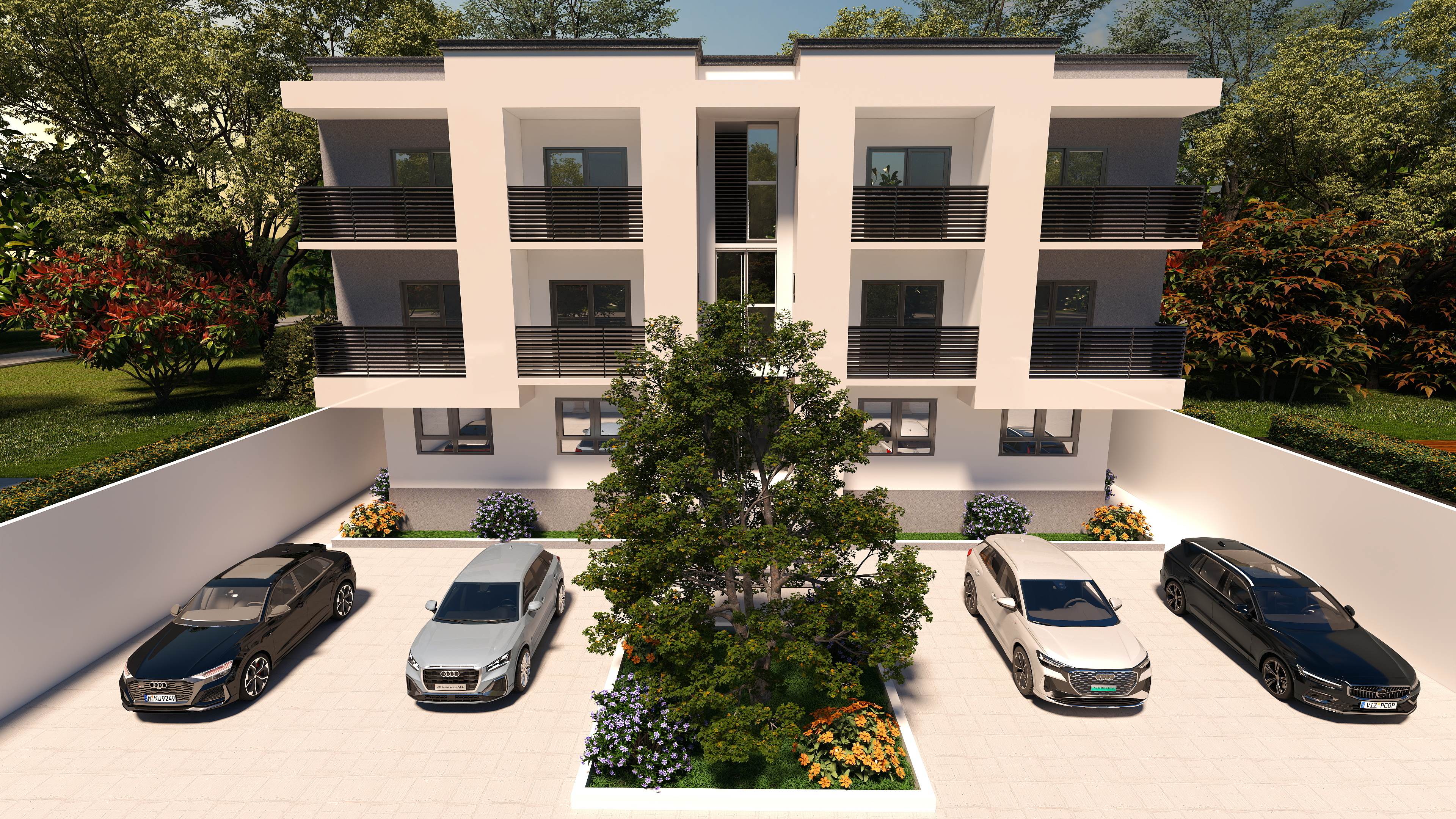 3D Of Three-Storey Residential Apartment.