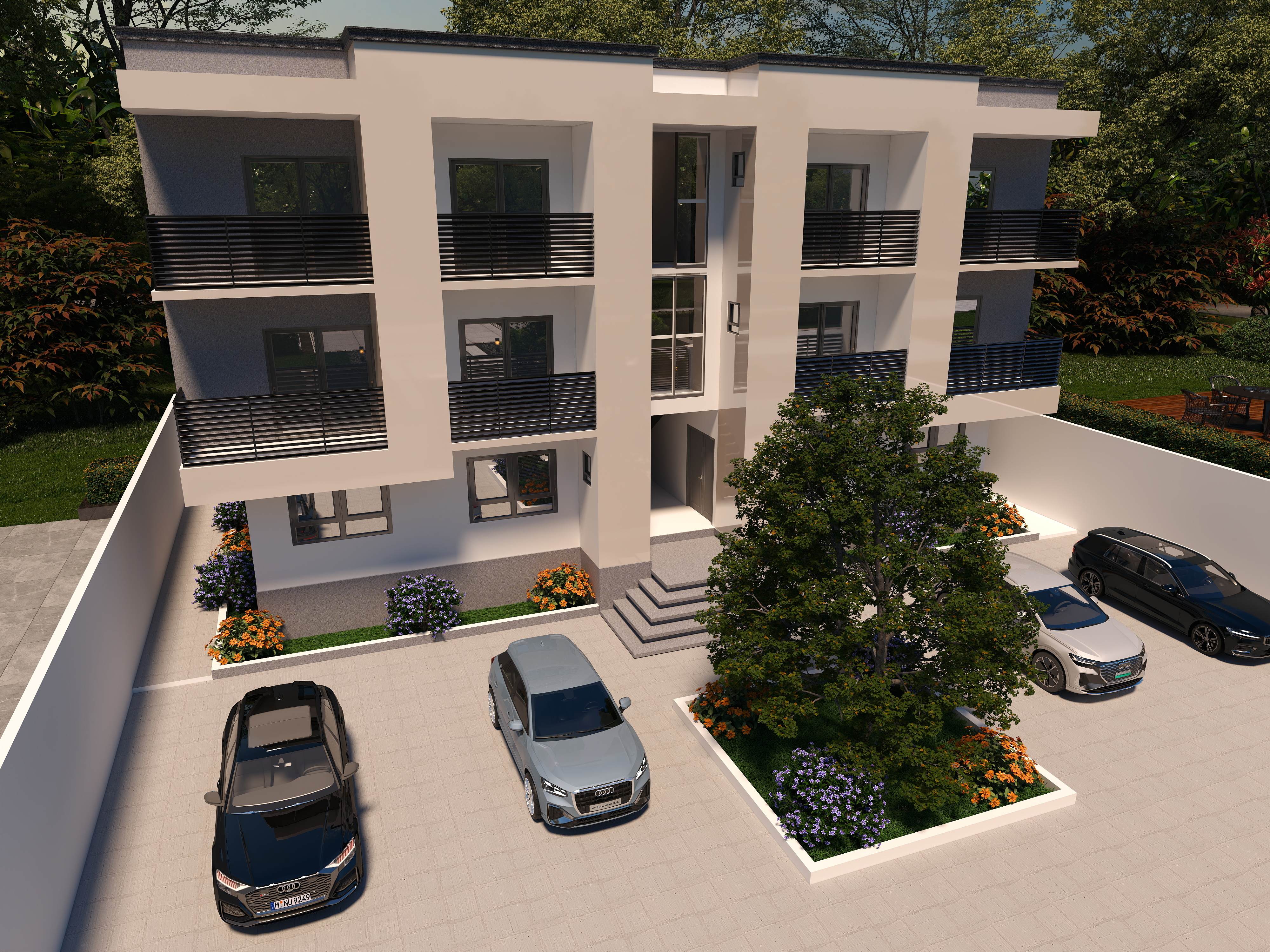 3D Of Three-Storey Residential Apartment.