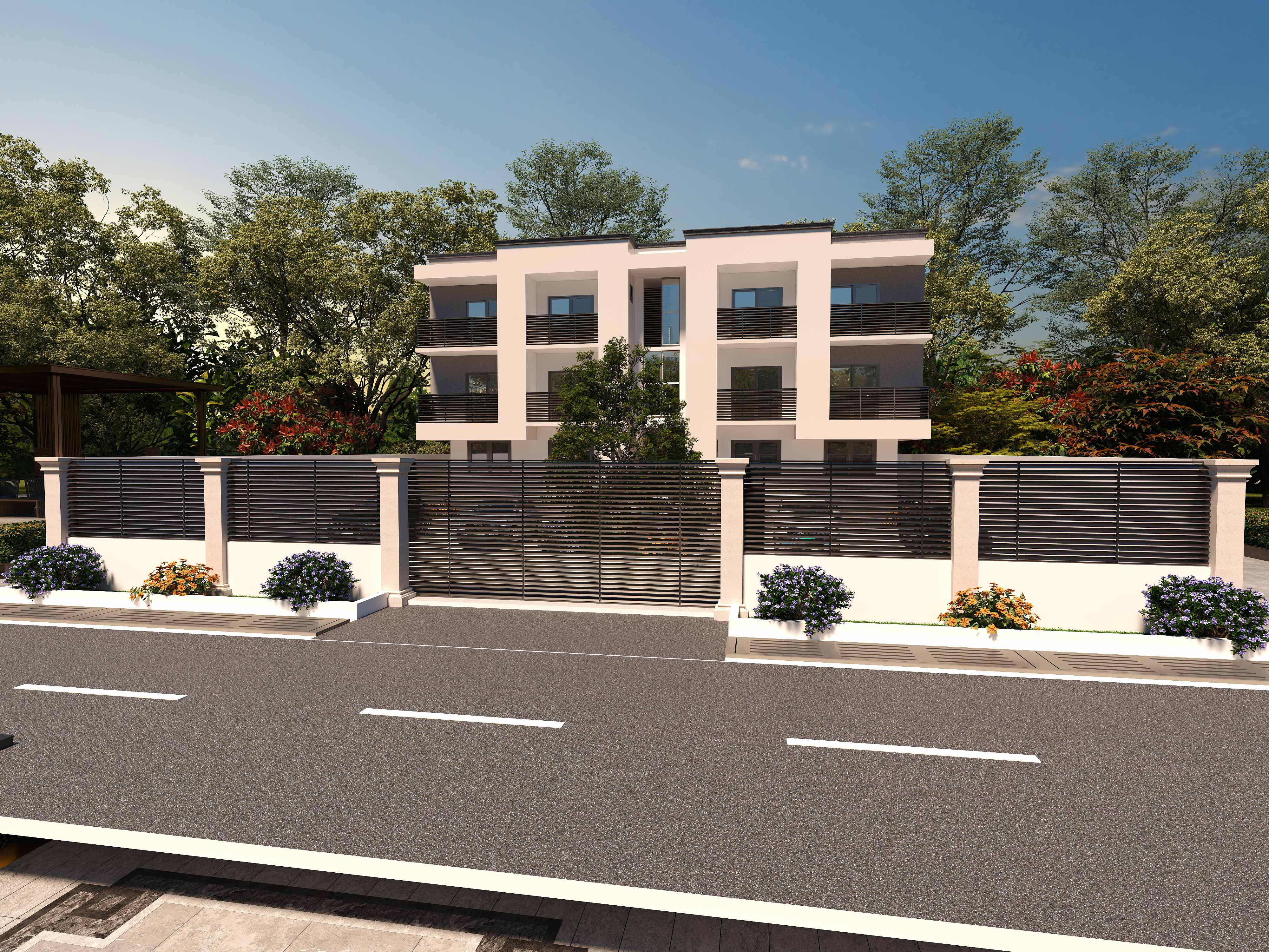 3D Of Three-Storey Residential Apartment.