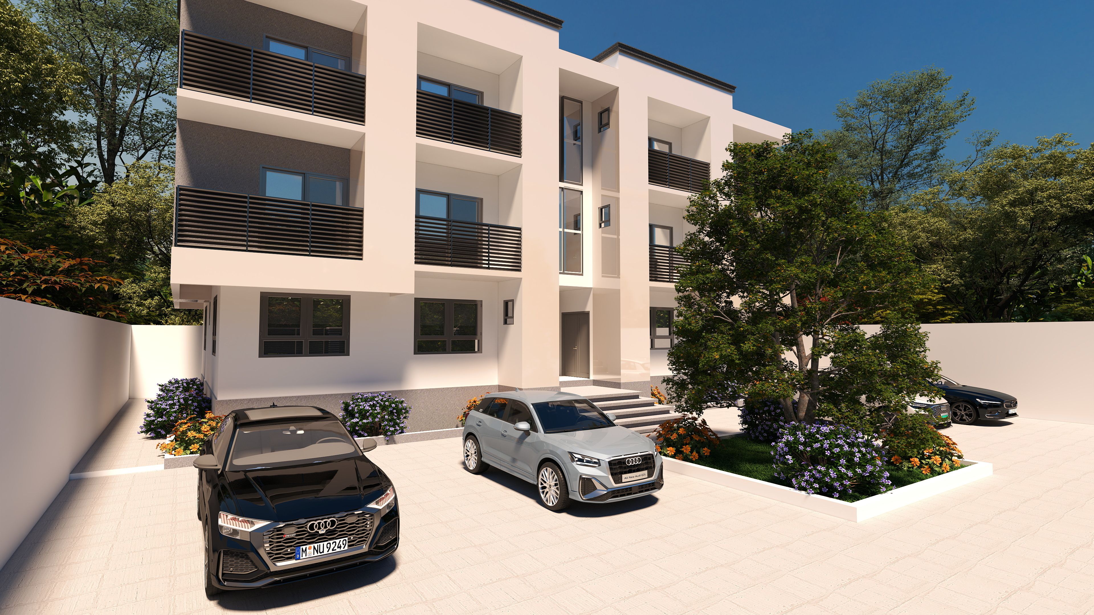 3D Of Three-Storey Residential Apartment.