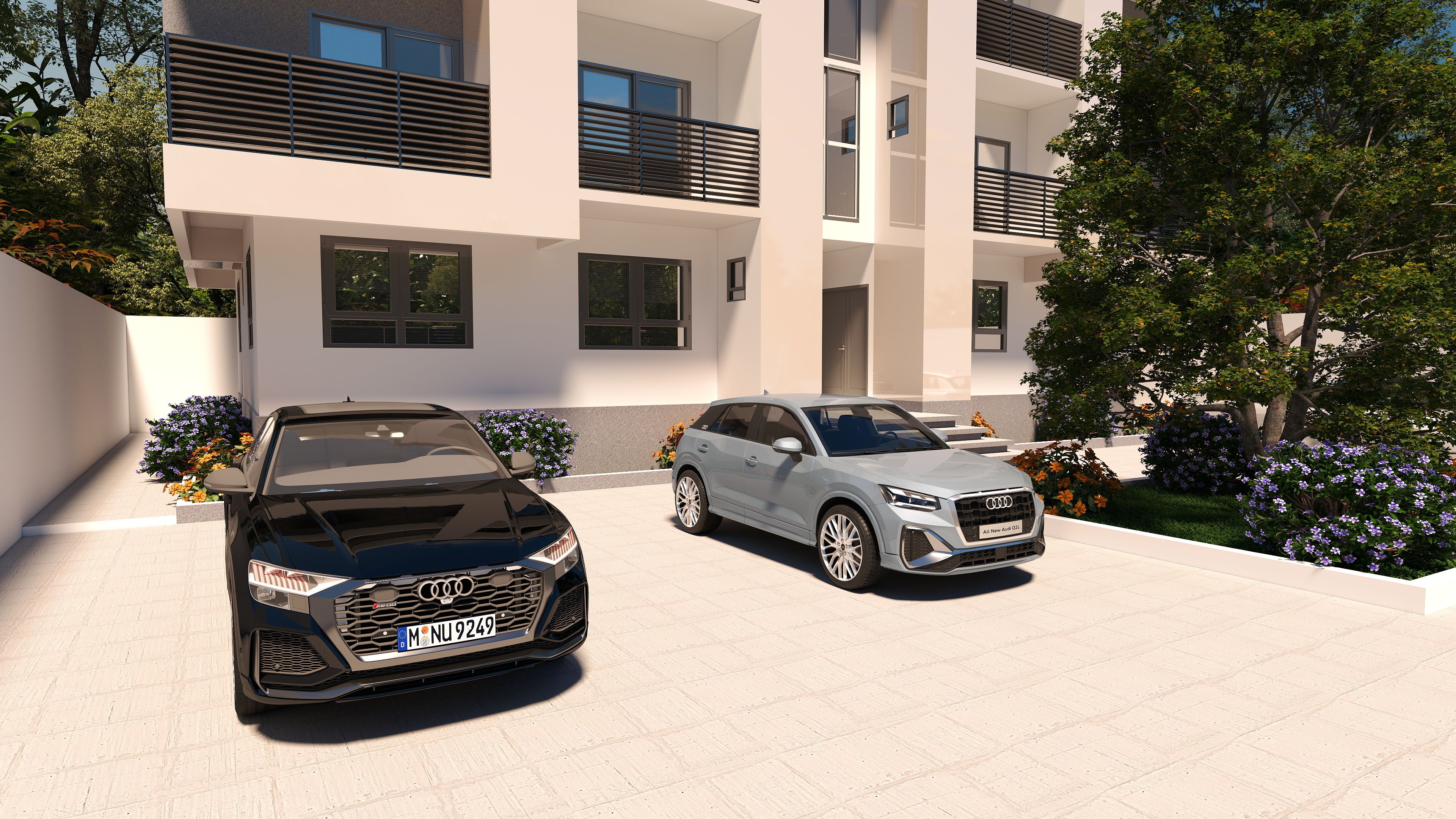 3D Of Three-Storey Residential Apartment.