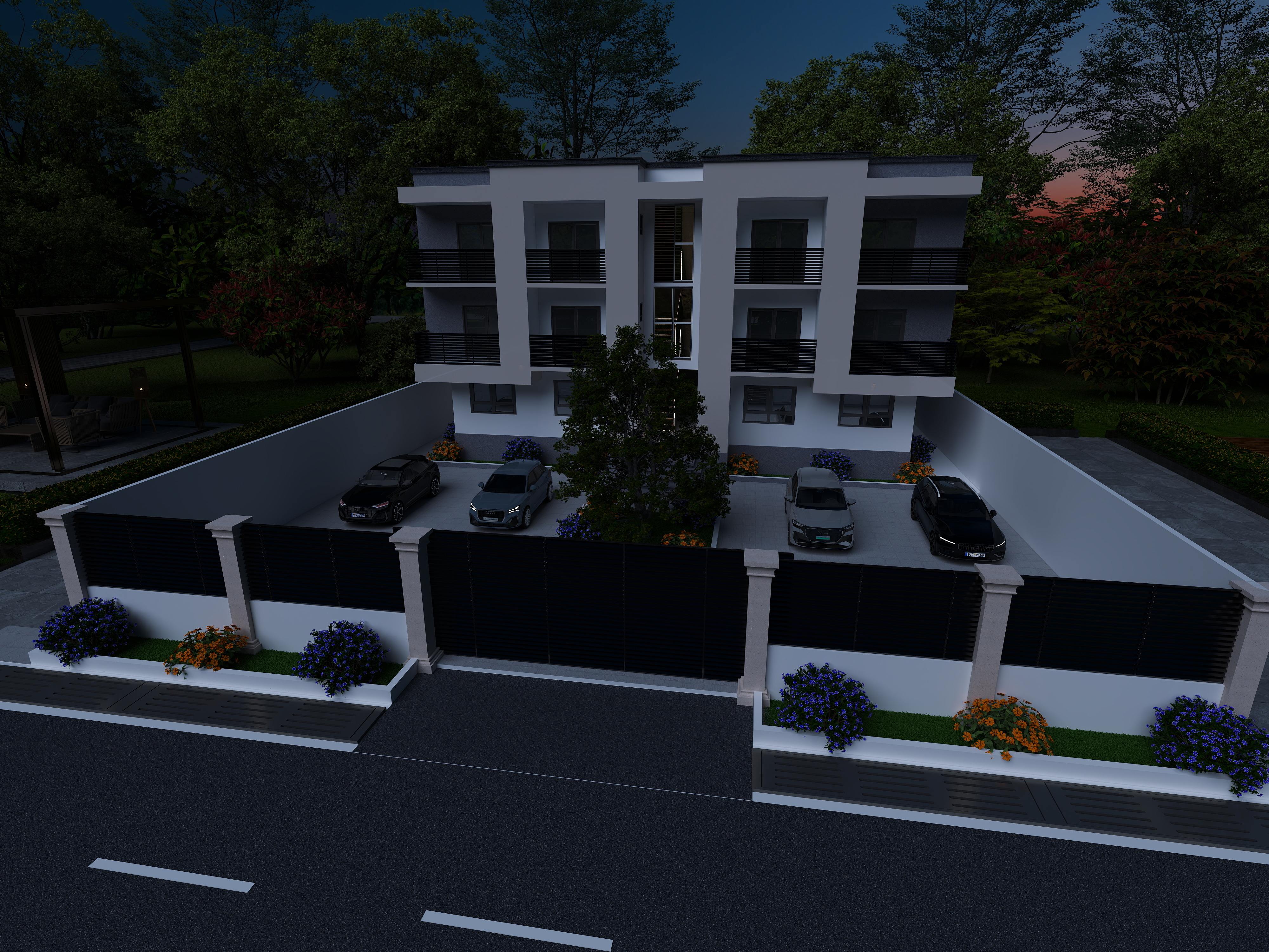 3D Of Three-Storey Residential Apartment.
