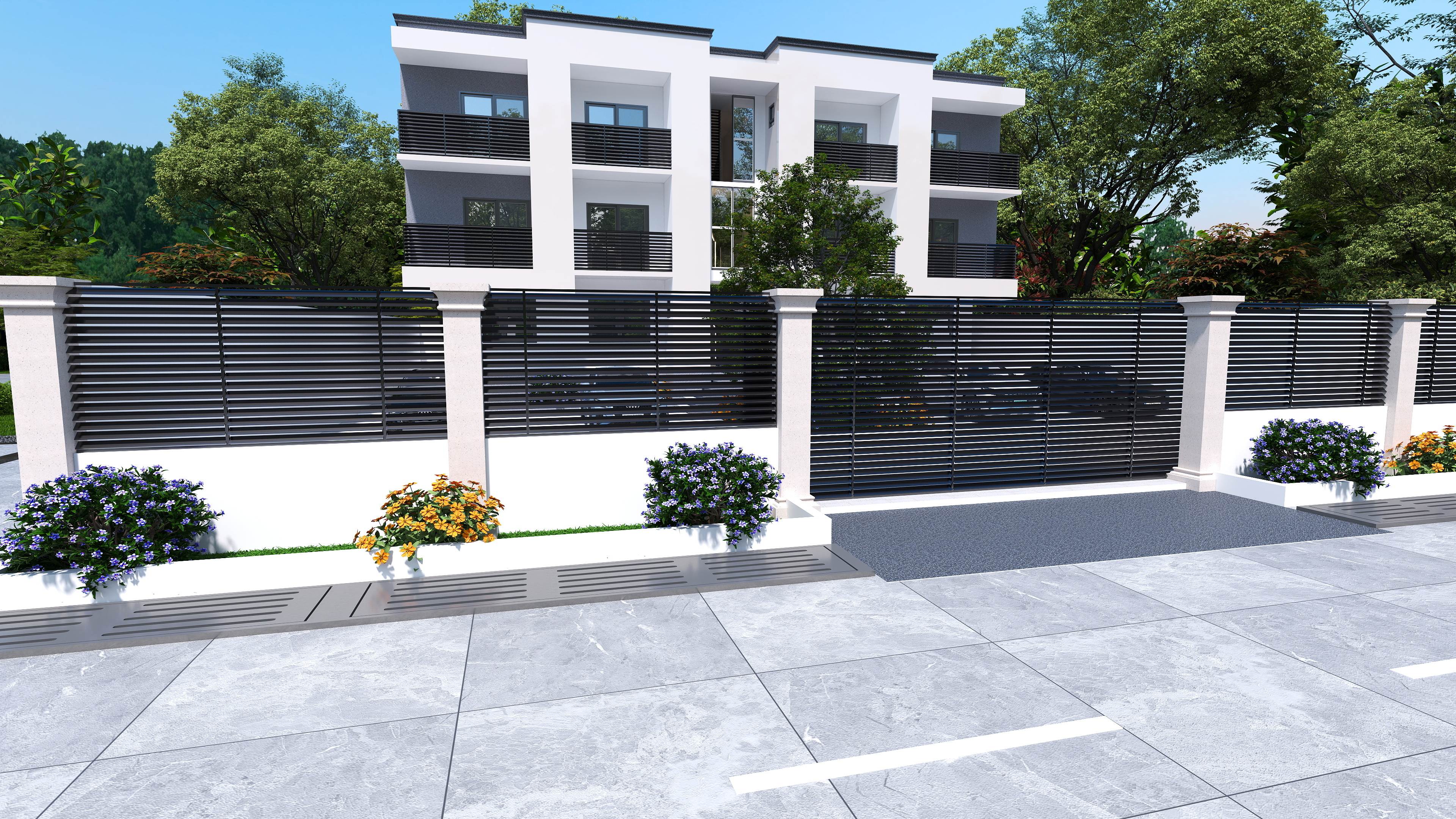 3D Of Three-Storey Residential Apartment.
