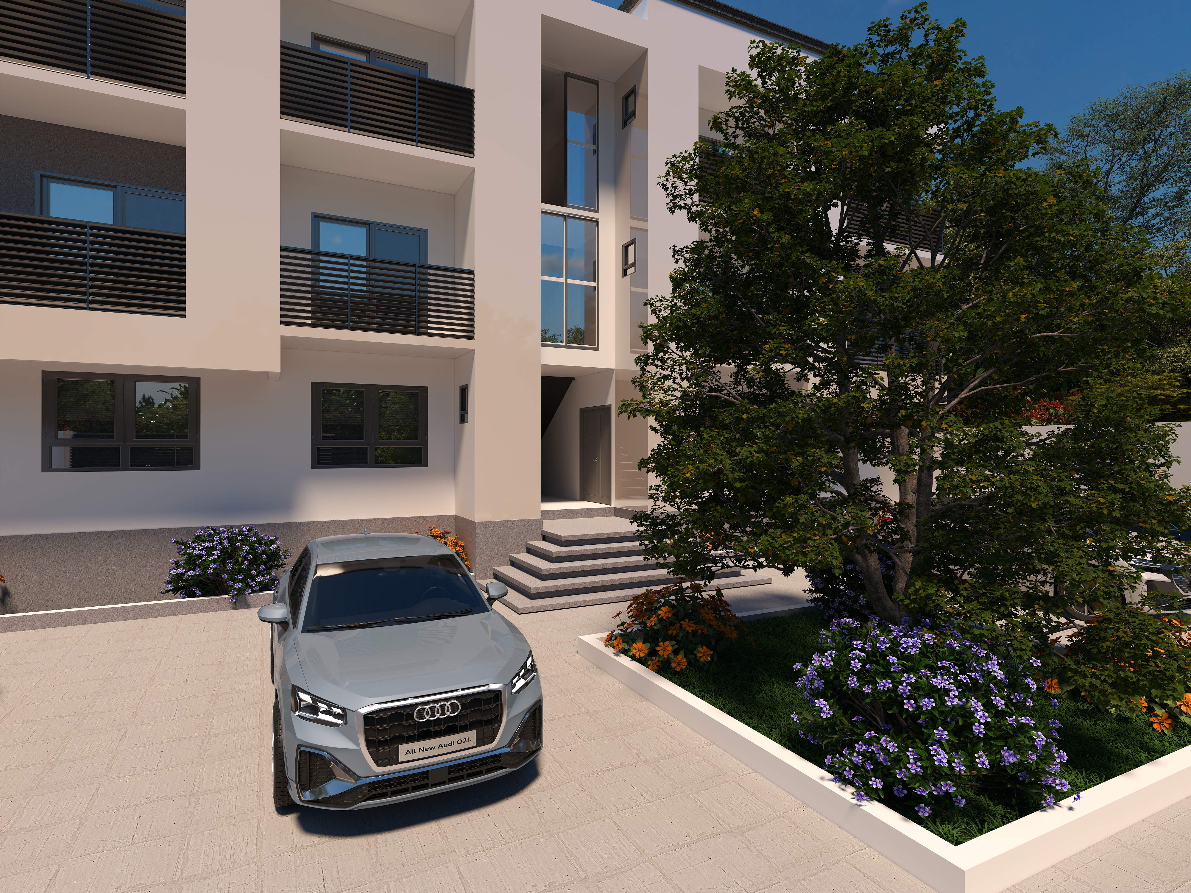 3D Of Three-Storey Residential Apartment.