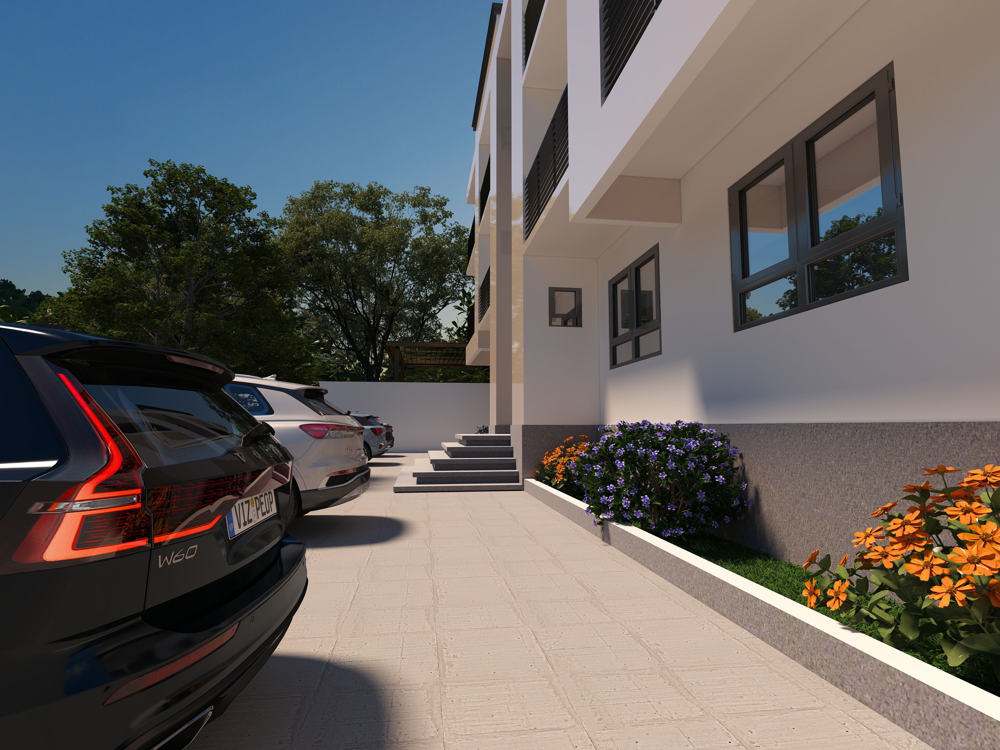 3D Of Three-Storey Residential Apartment.