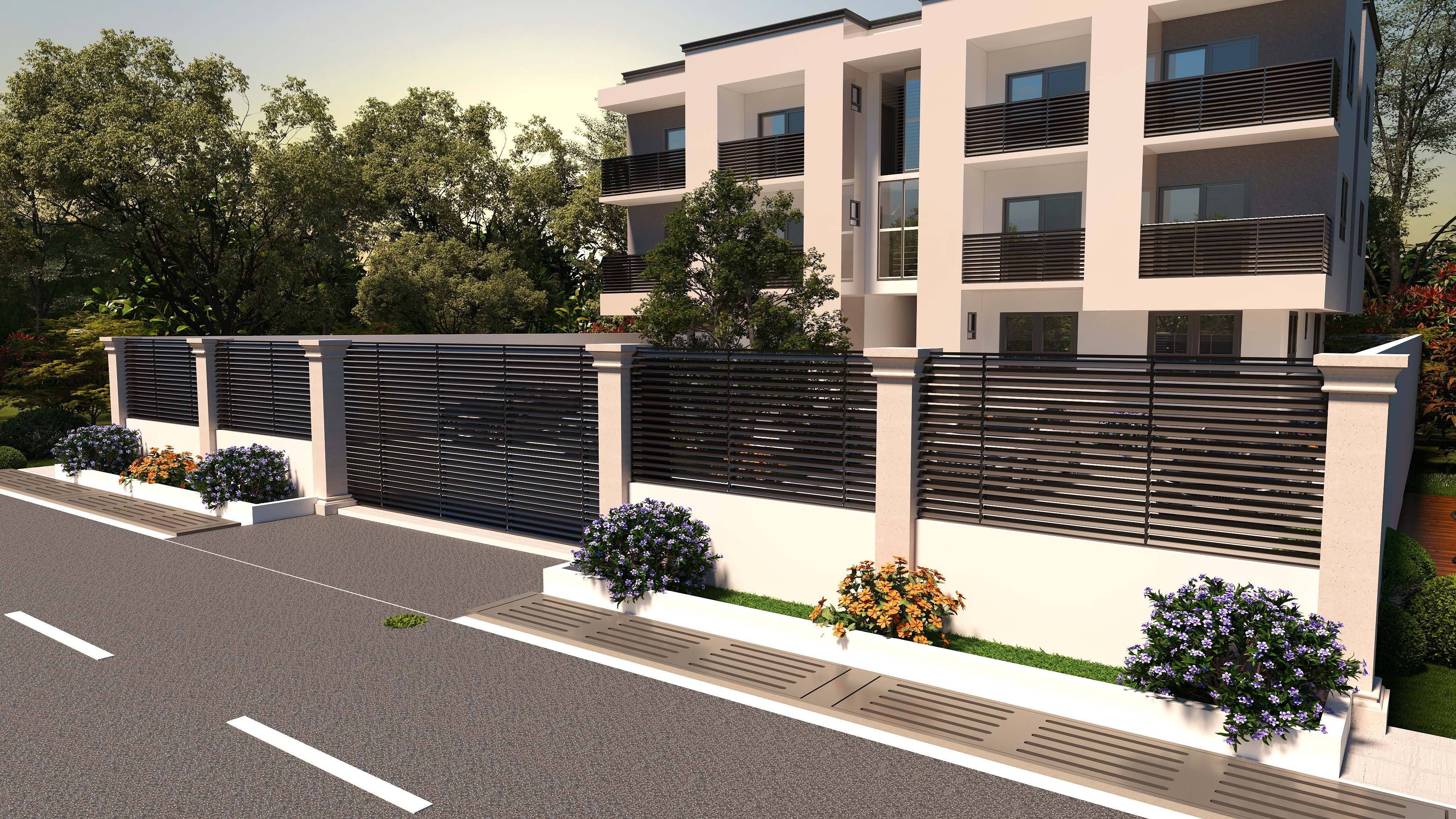 3D Of Three-Storey Residential Apartment.