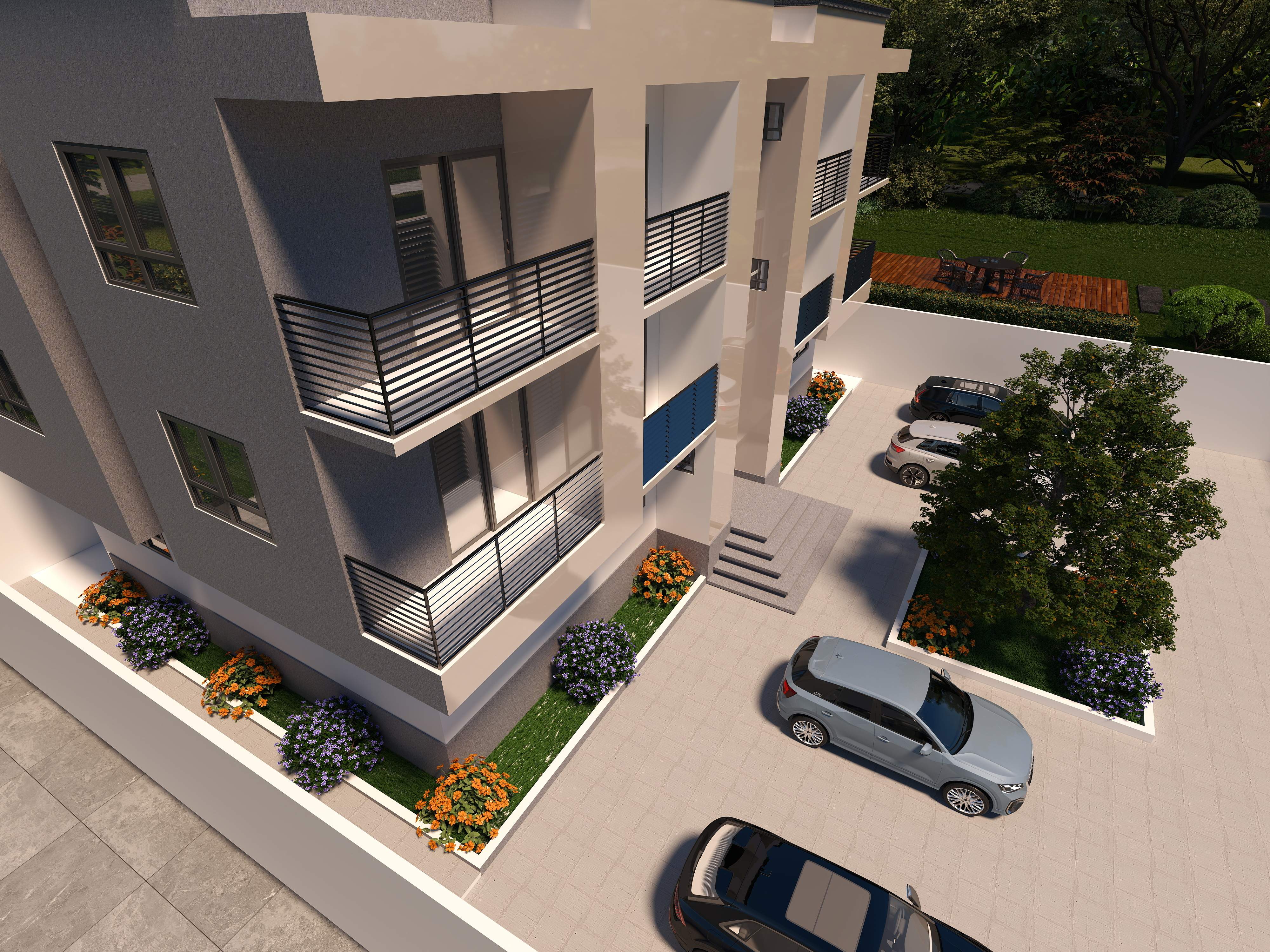 3D Of Three-Storey Residential Apartment.
