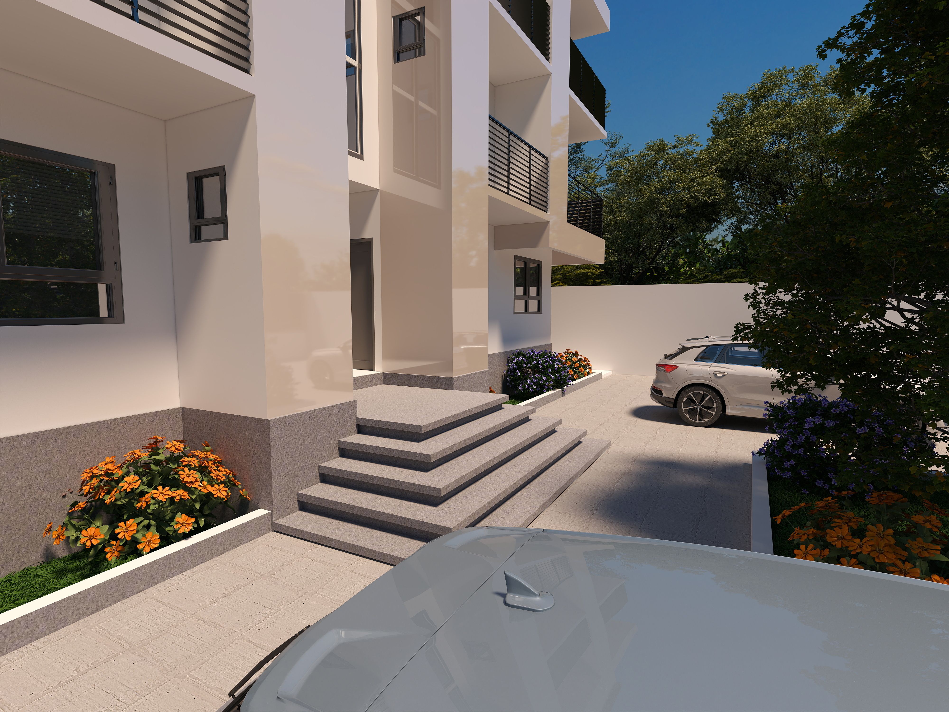 3D Of Three-Storey Residential Apartment.