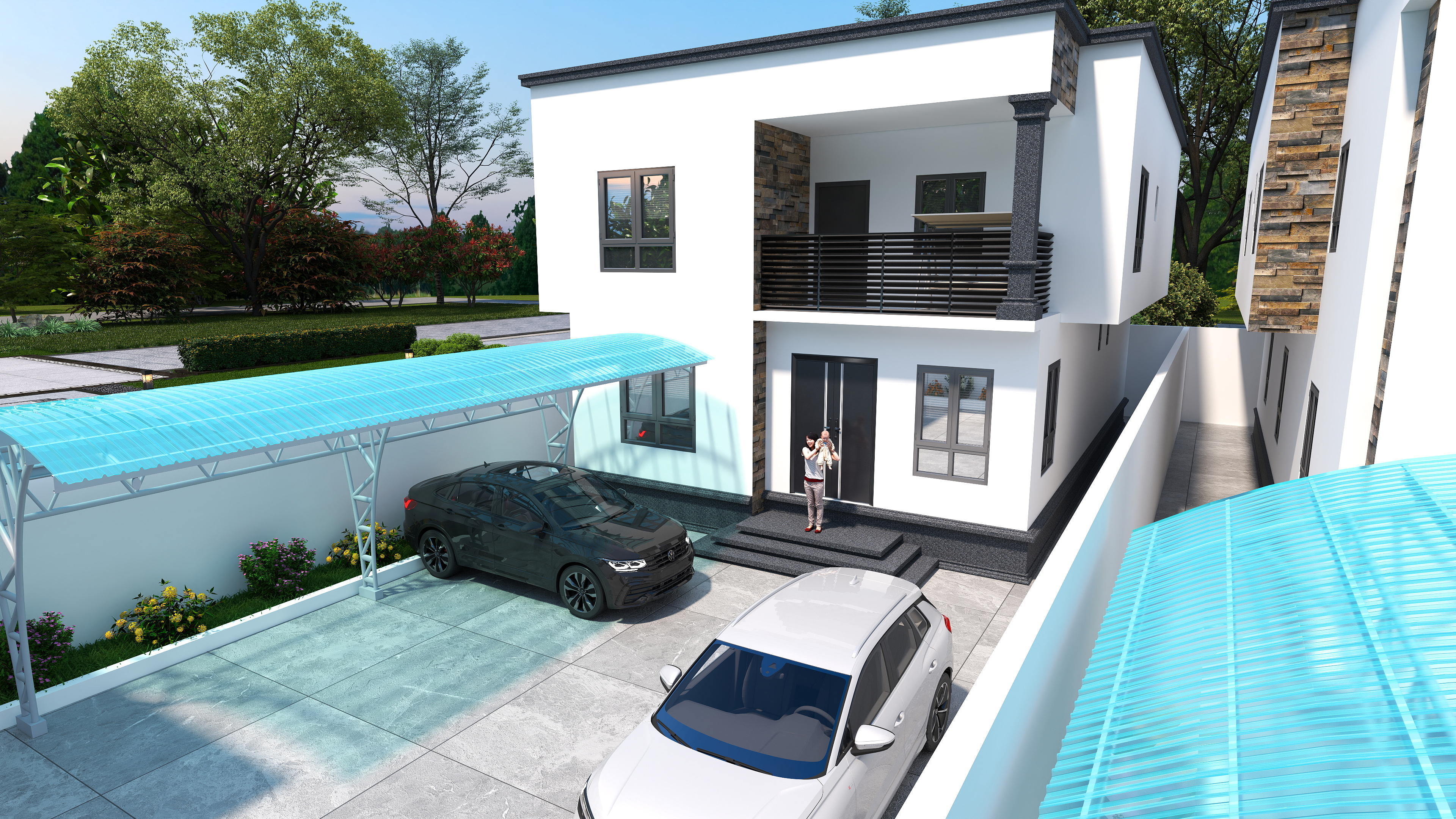 Double Two-Storey Residential Building.
