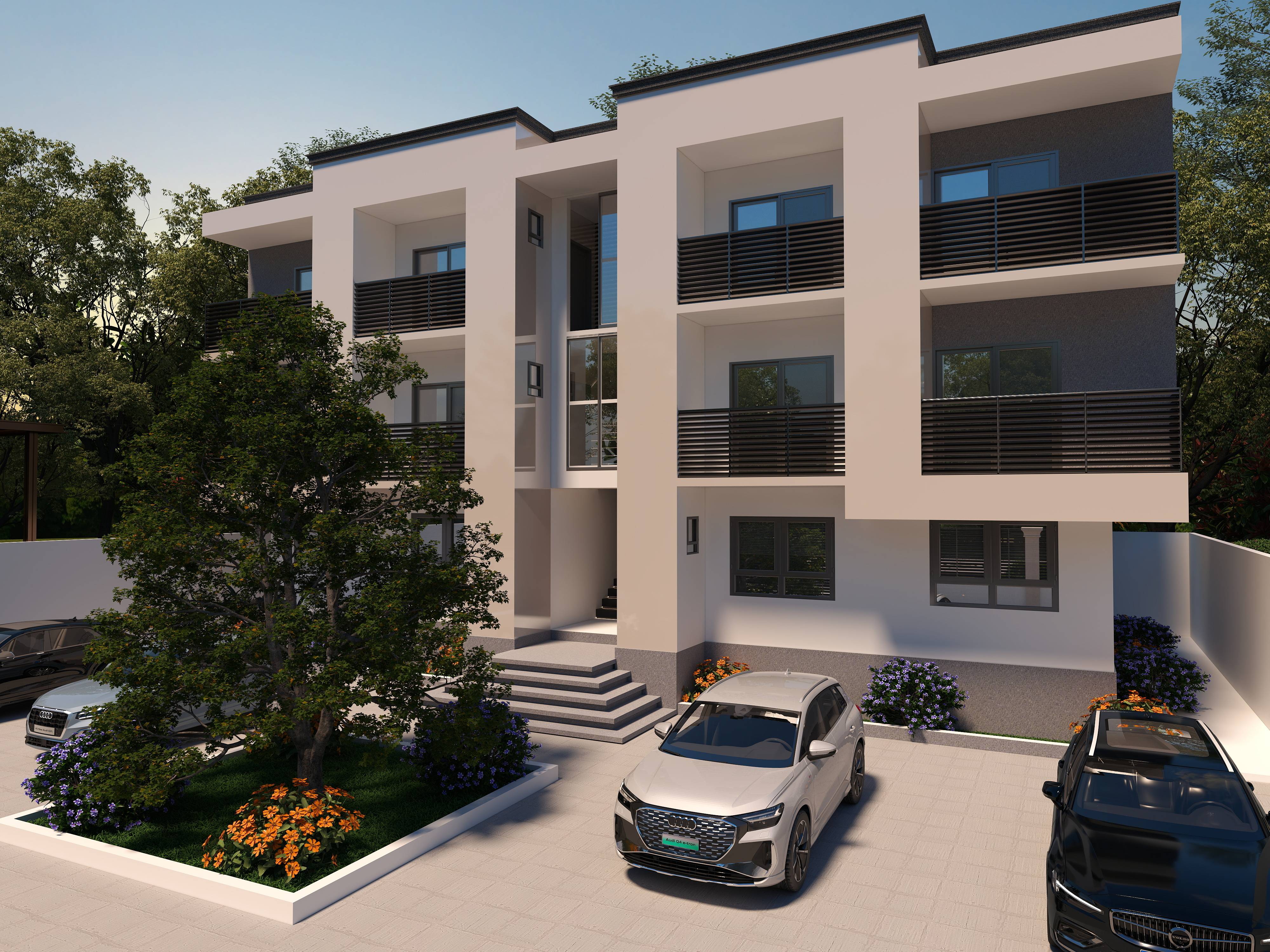 3D Of Three-Storey Residential Apartment.