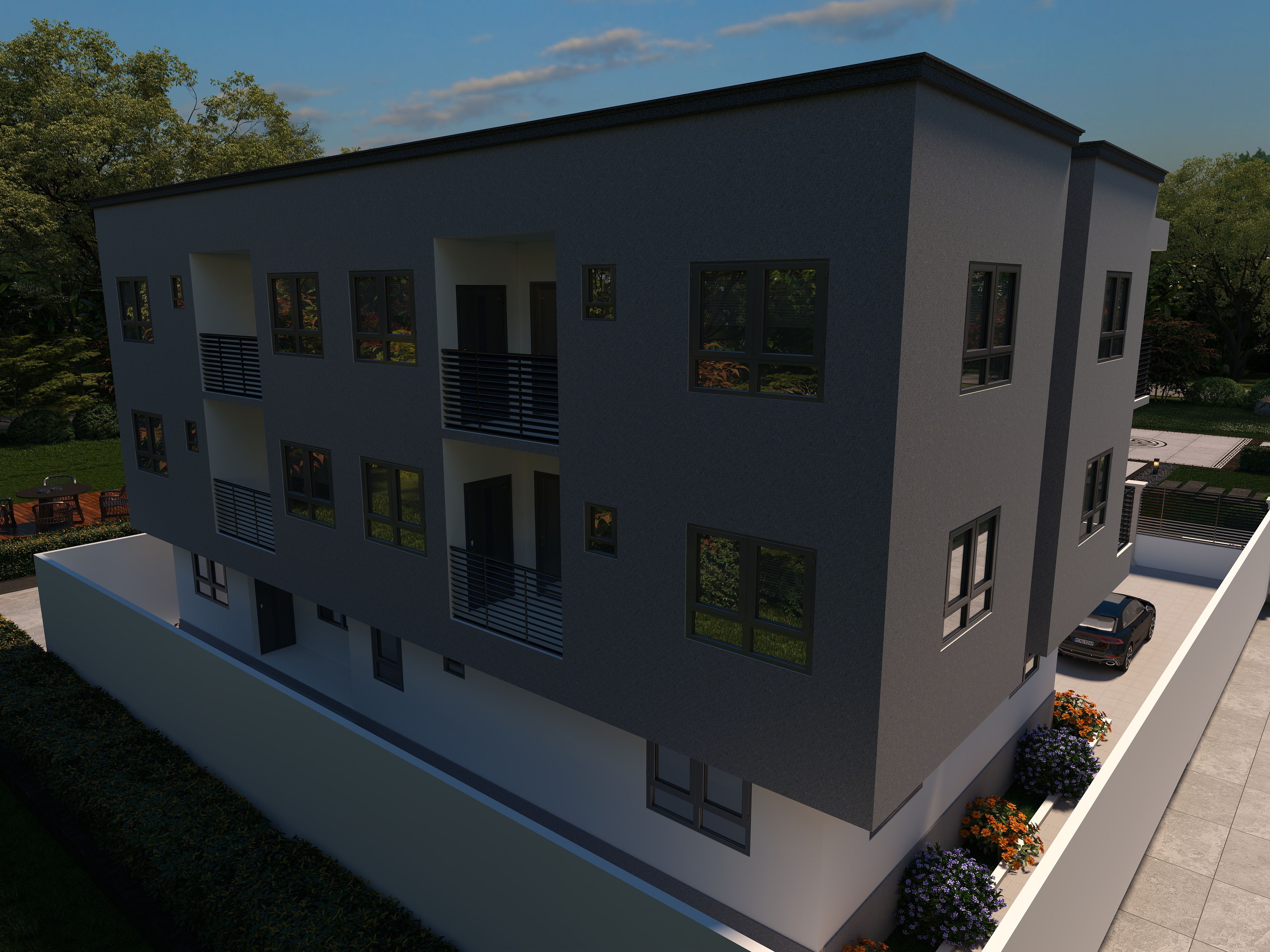 3D Of Three-Storey Residential Apartment.
